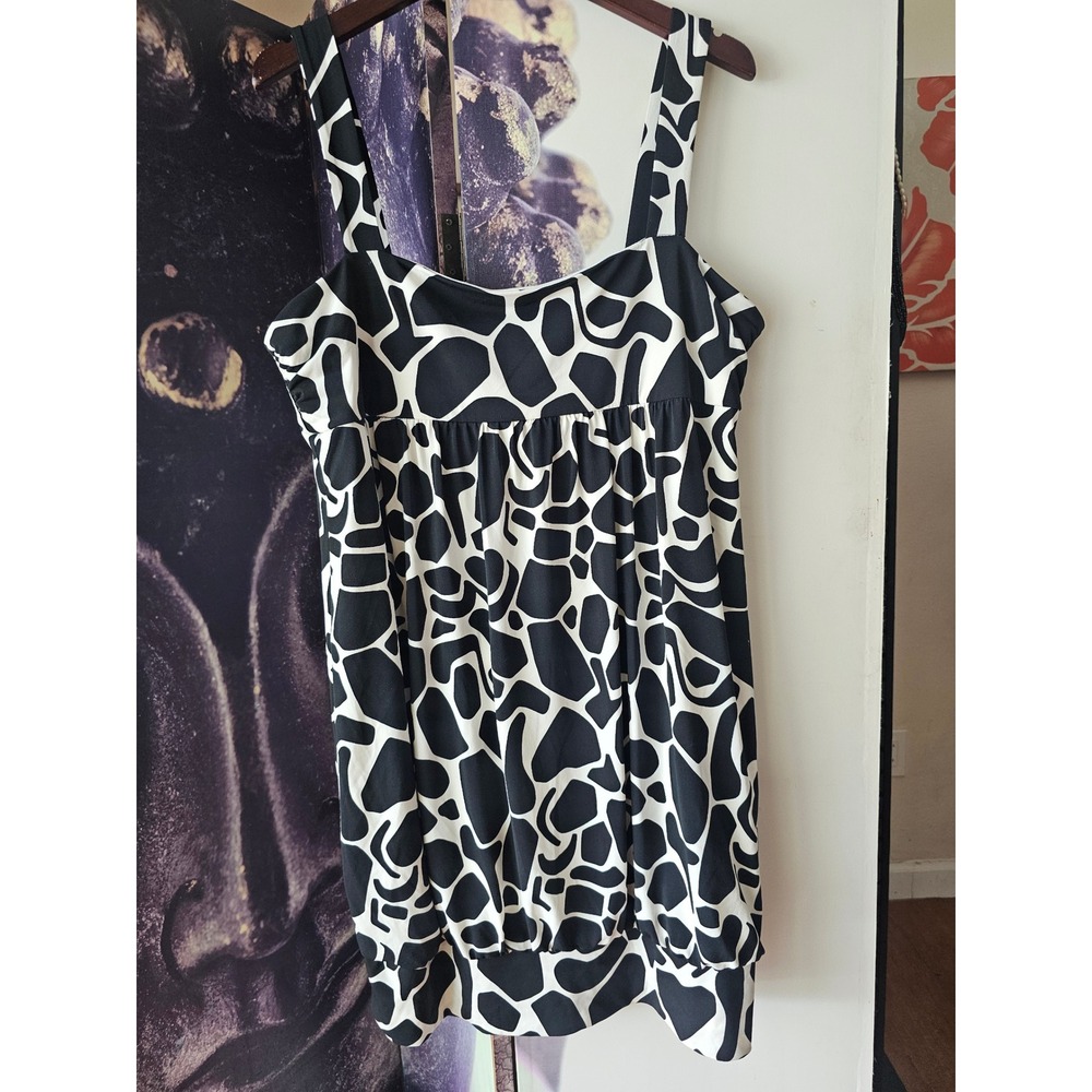 Scarlett Y2K Black & White Print Sleeveless Bubble Hem Dress Size 16 - Picture 4 of 9